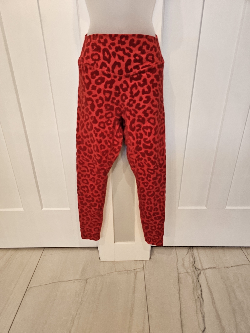 Balance Athletica Red Leopard Print Velvet Women's Leggings